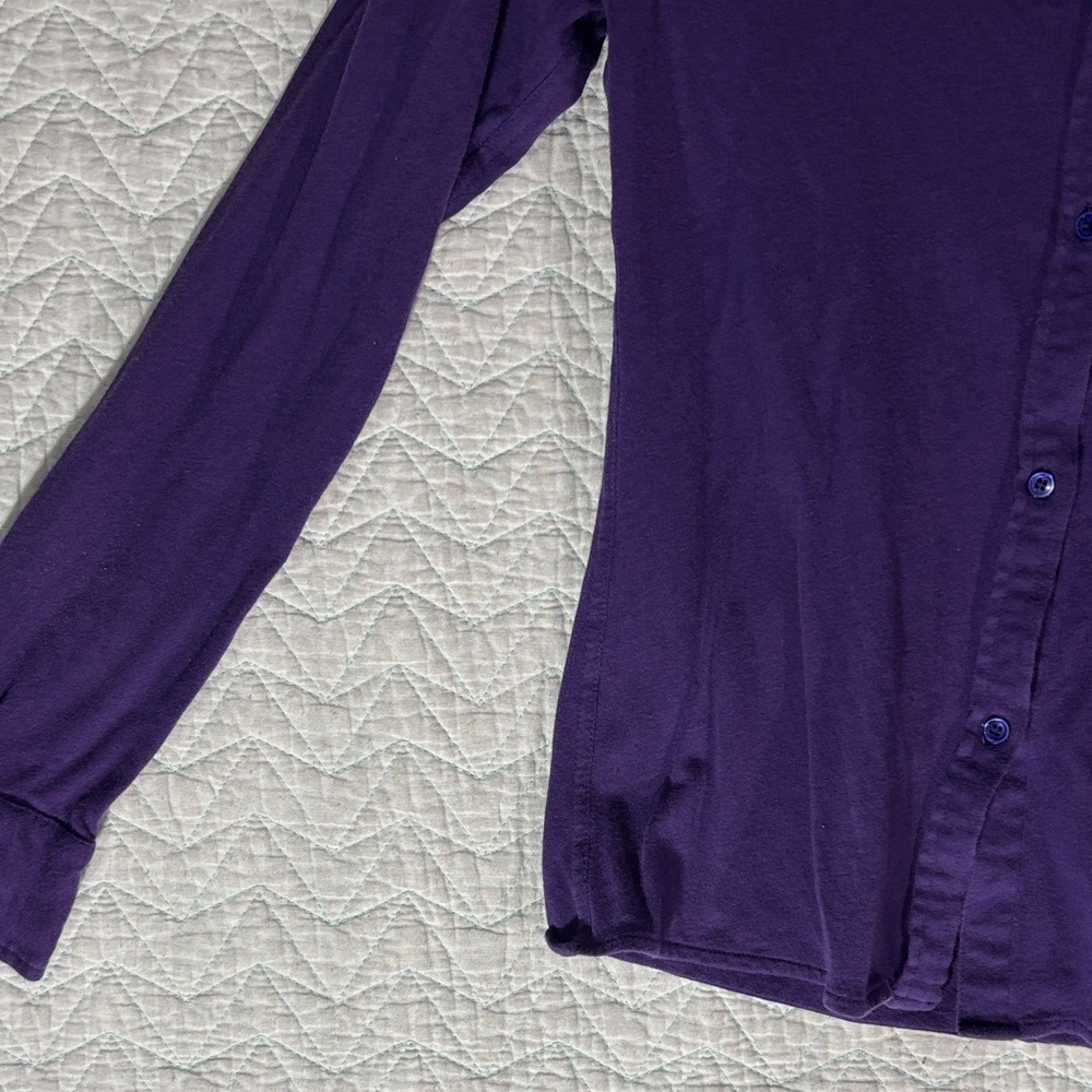 NM Luxury Essentials Cashmere Blend Purple Button-Down Long Sleeve Shirt - Picture 5 of 11